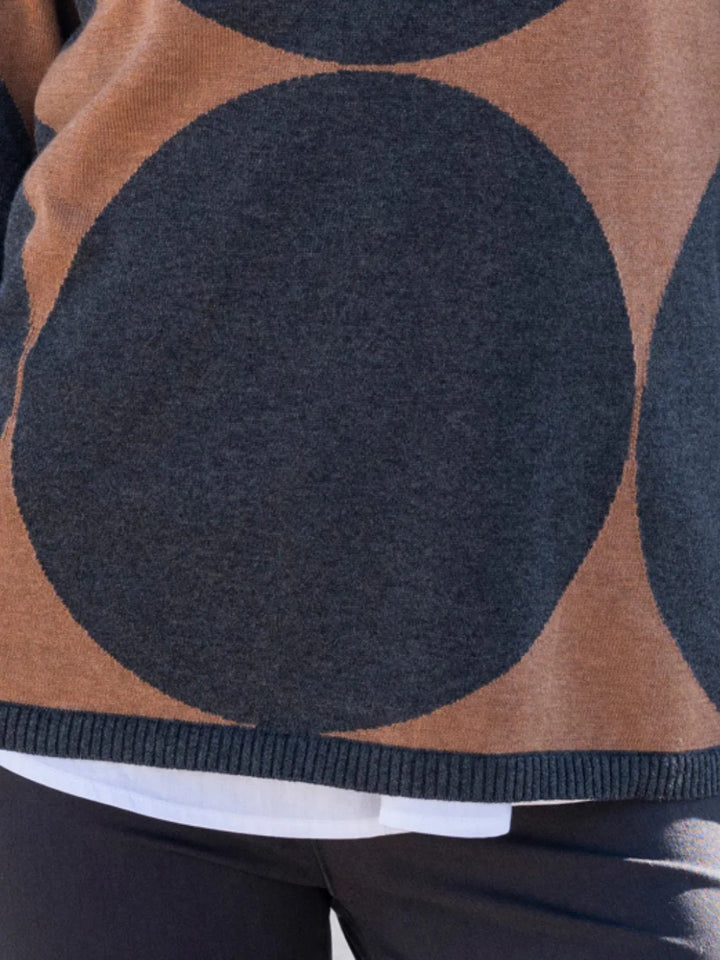Charcoal & Tobacco Big Dot Cowl Neck Sweater