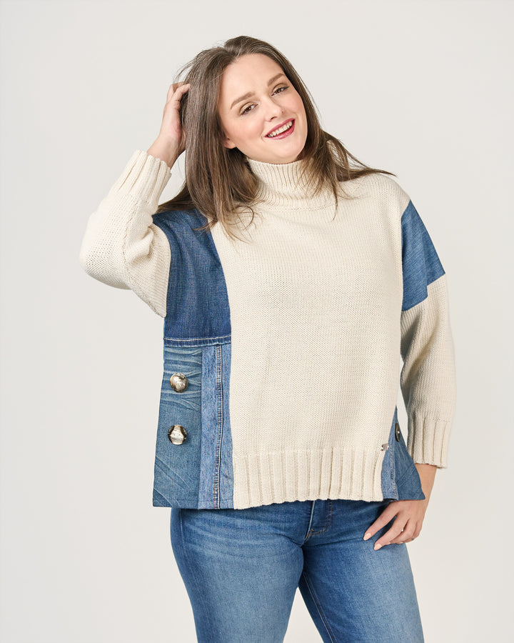 Charlie Cream Denim Detail Sweater