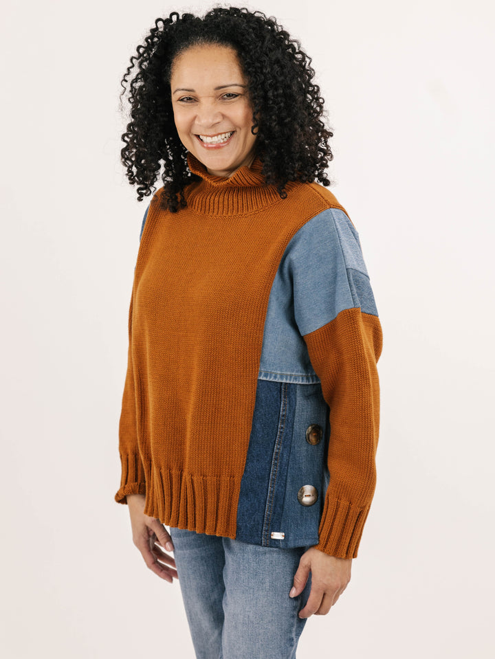 Charlie Toffee Denim Detail Sweater
