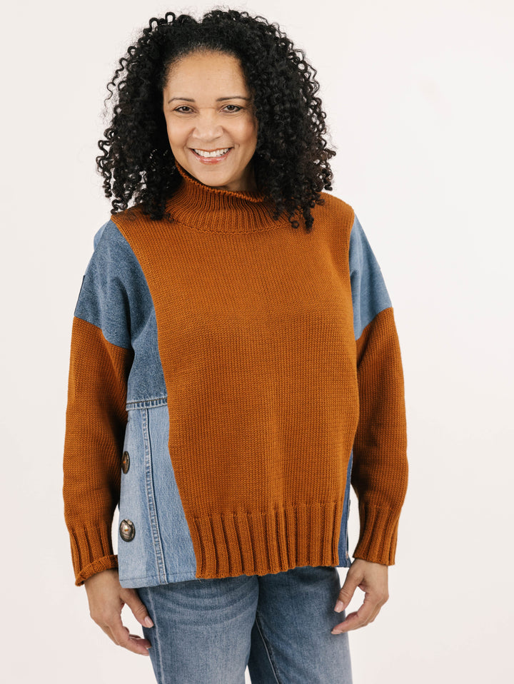 Charlie Toffee Denim Detail Sweater