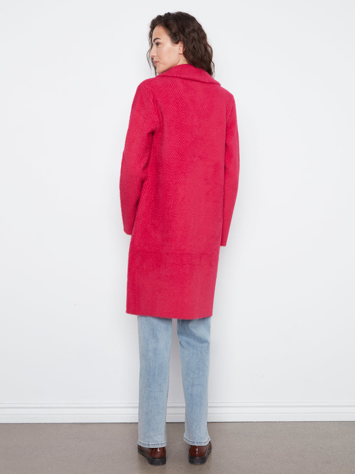 Cherry Chevron Eyelash Knit Coatigan