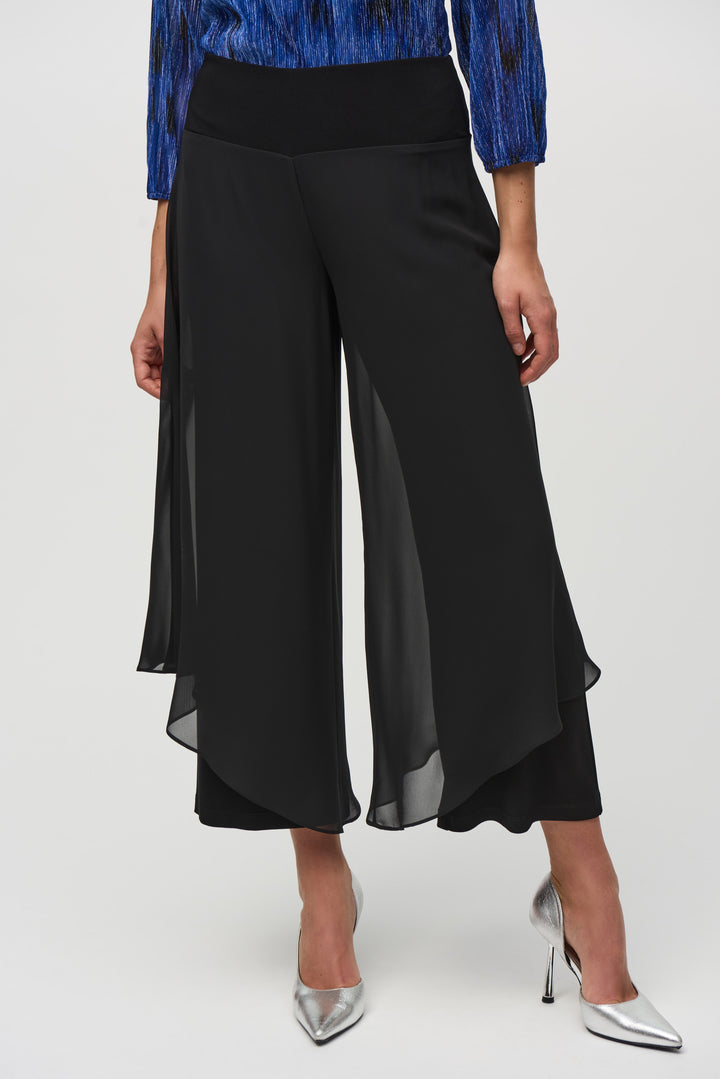 Chiffon and Silky Knit Wide Leg Pant