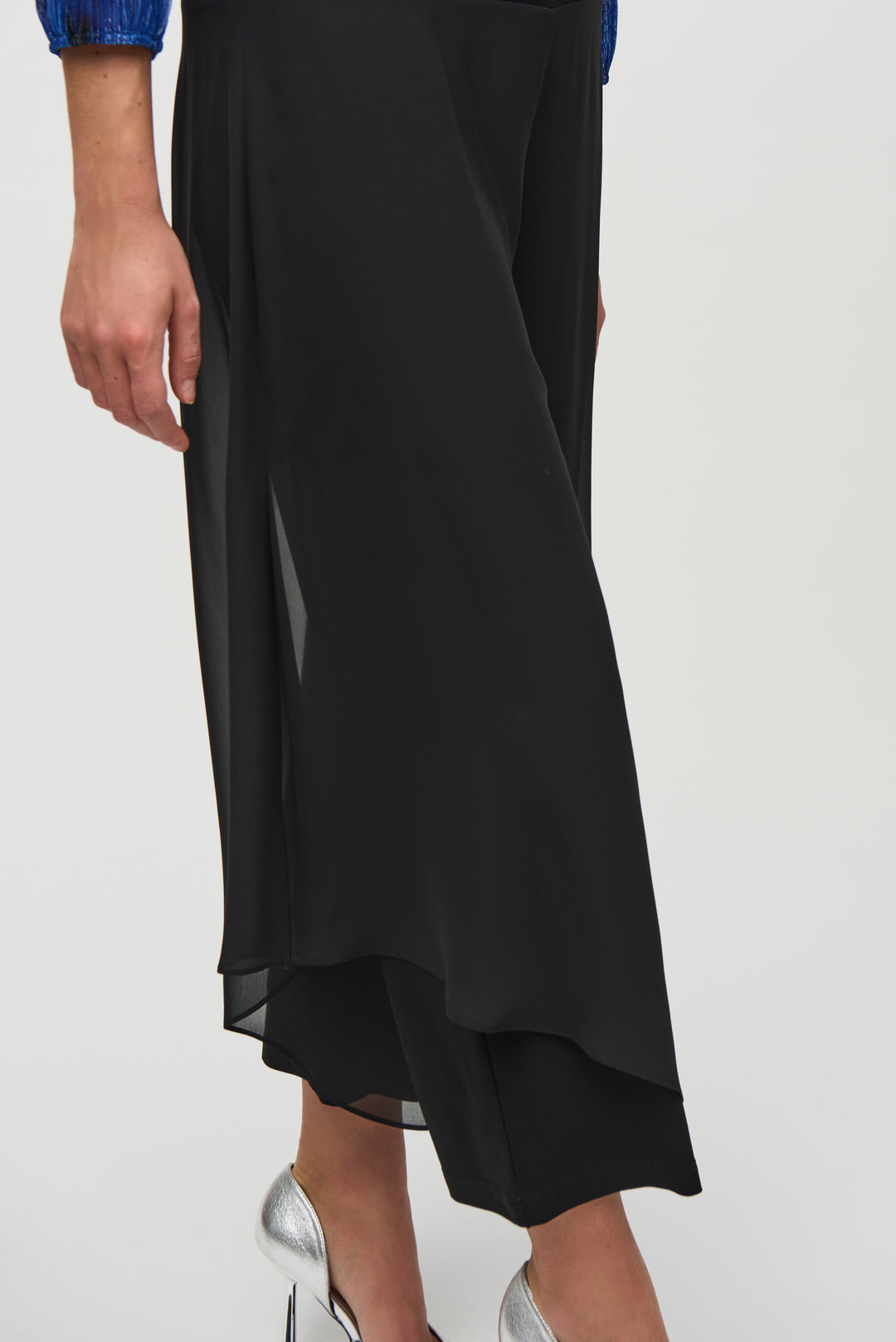 Chiffon and Silky Knit Wide Leg Pant