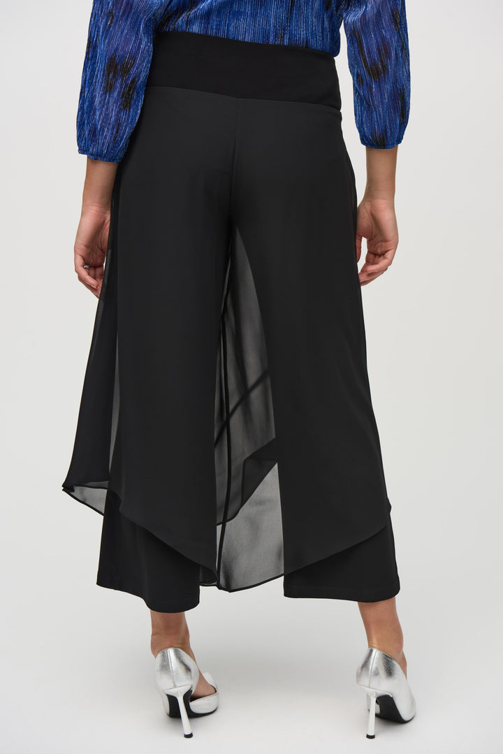 Chiffon and Silky Knit Wide Leg Pant