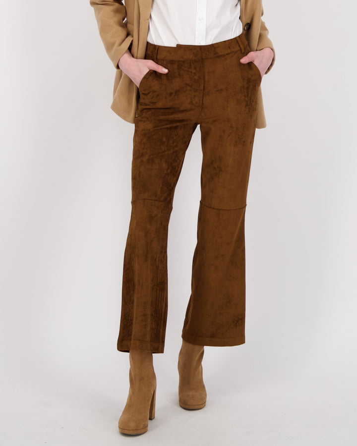 Chocolate Faux Suede Boot Cut Pant