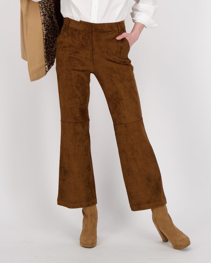 Chocolate Faux Suede Boot Cut Pant