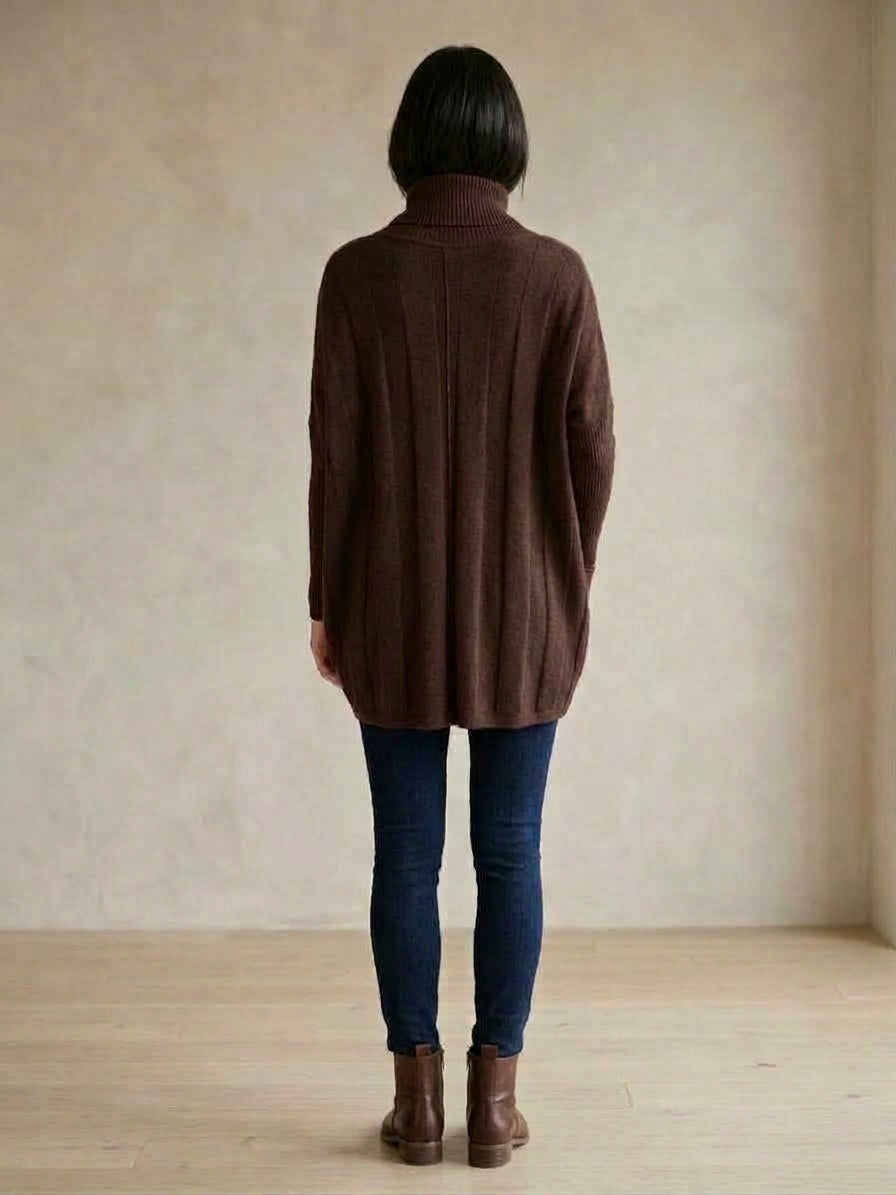 Chocolate Turtleneck Cocoon Sweater