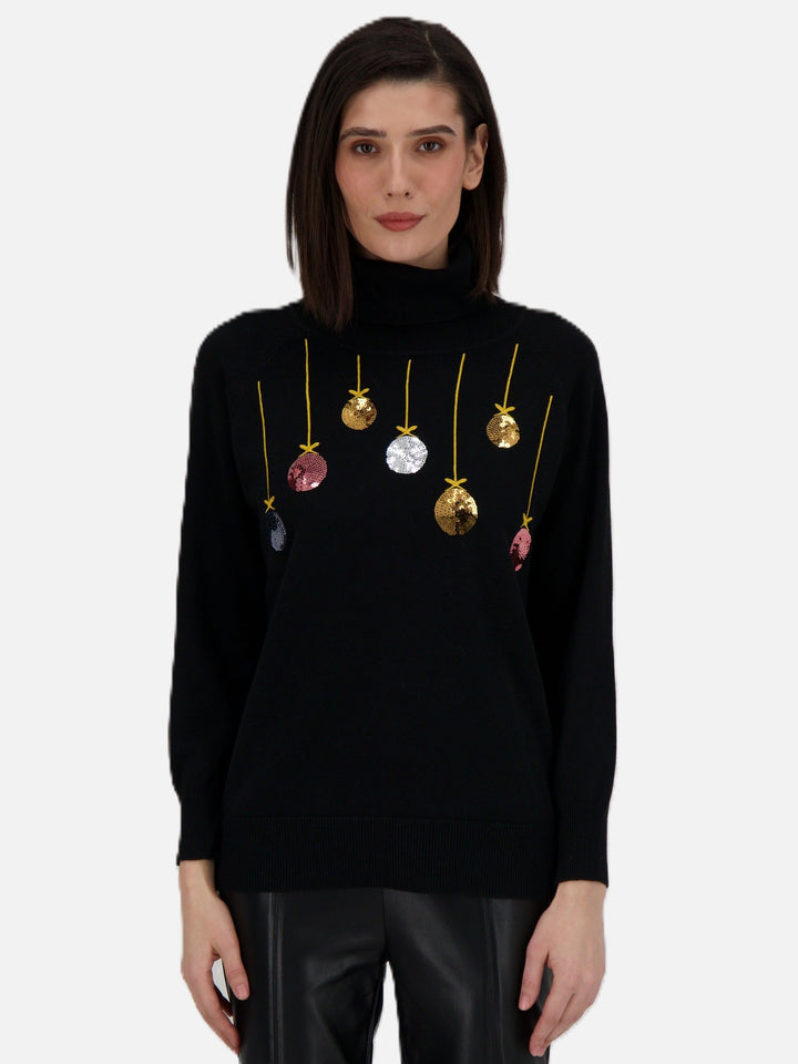 Christmas Baubles Embroidered Sweater