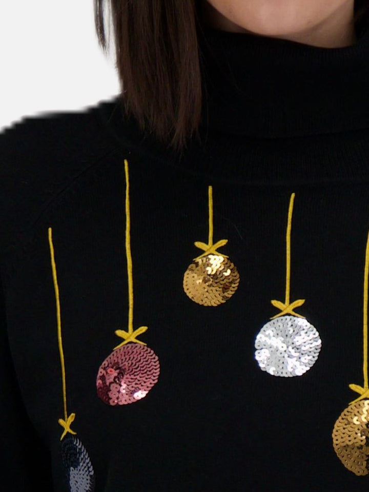 Christmas Baubles Embroidered Sweater