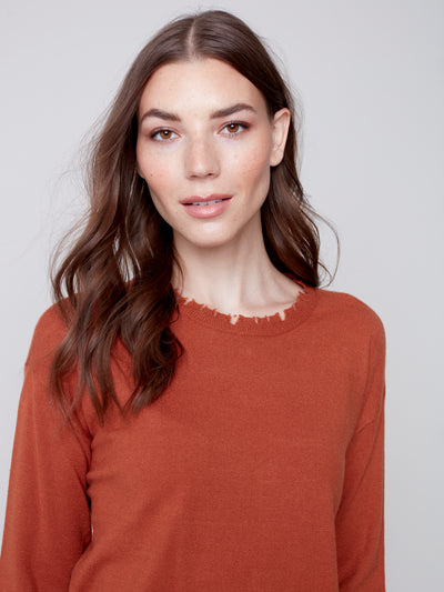 Cinnamon Frayed Edge Sweater