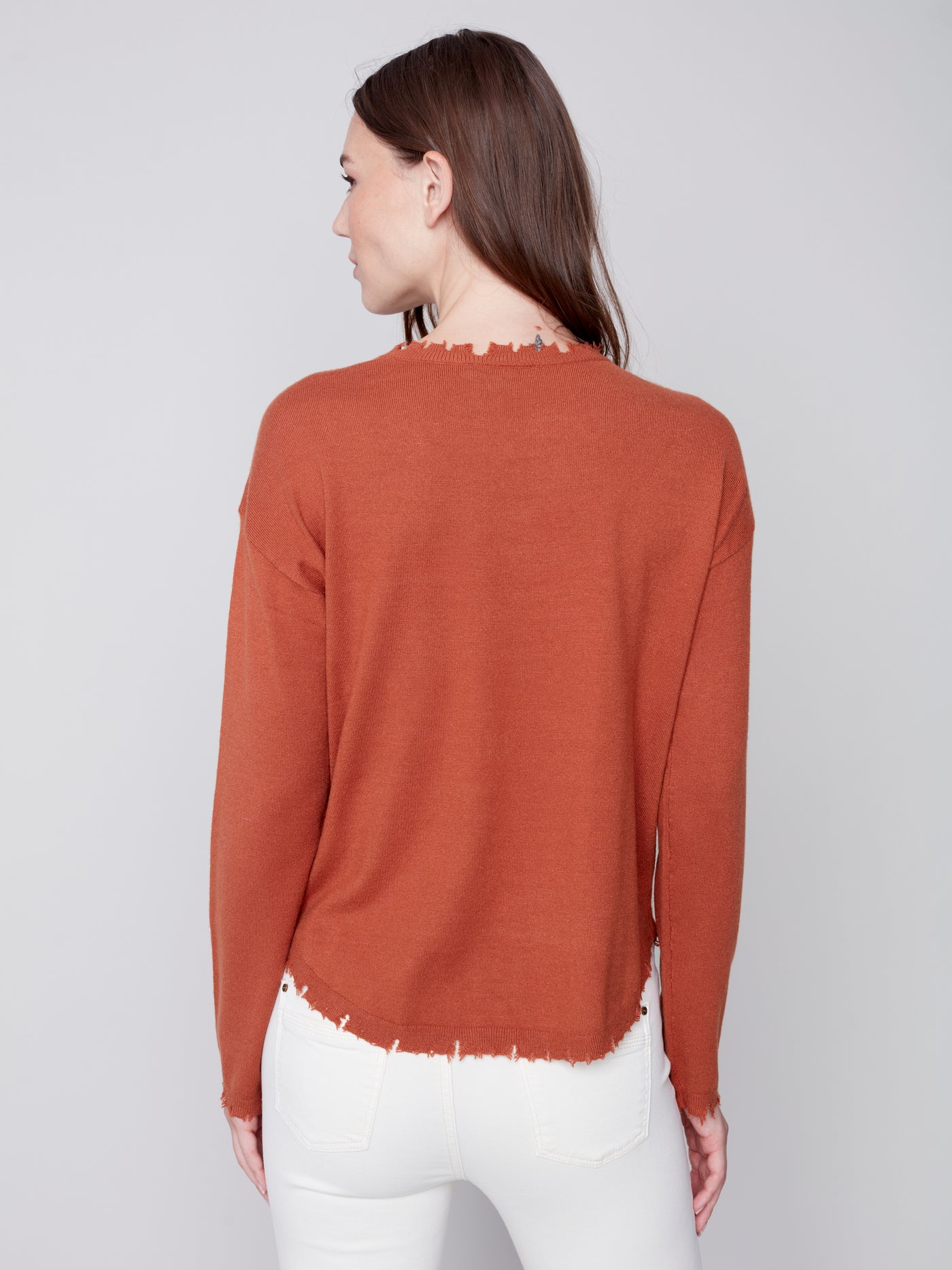 Cinnamon Frayed Edge Sweater