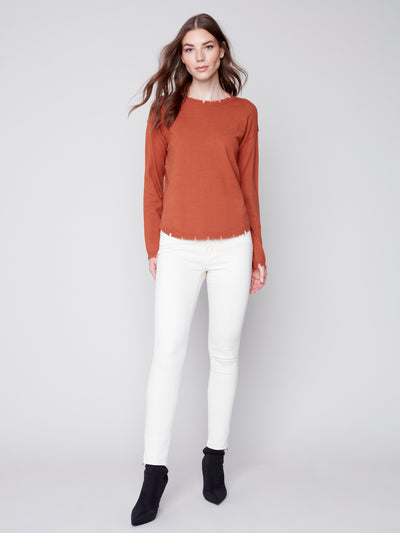 Cinnamon Frayed Edge Sweater