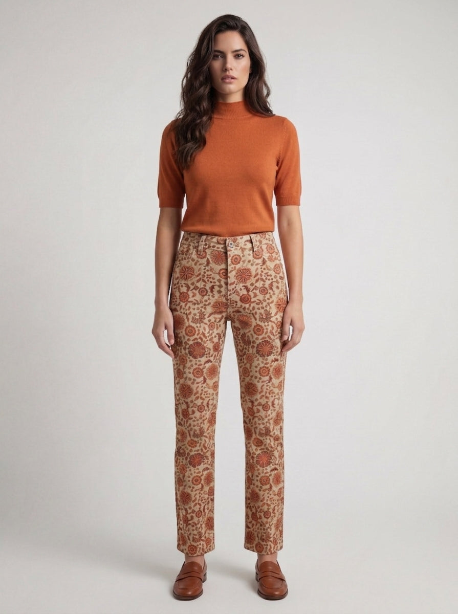 Floral Print Corduroy Pant