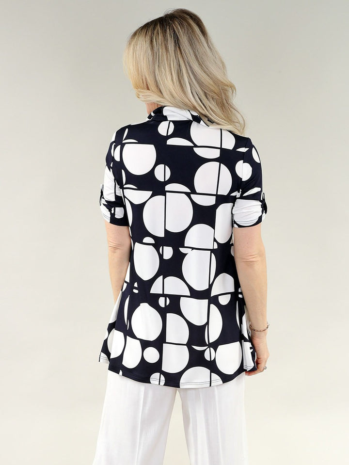 Circle Print Drape Pocket Tunic
