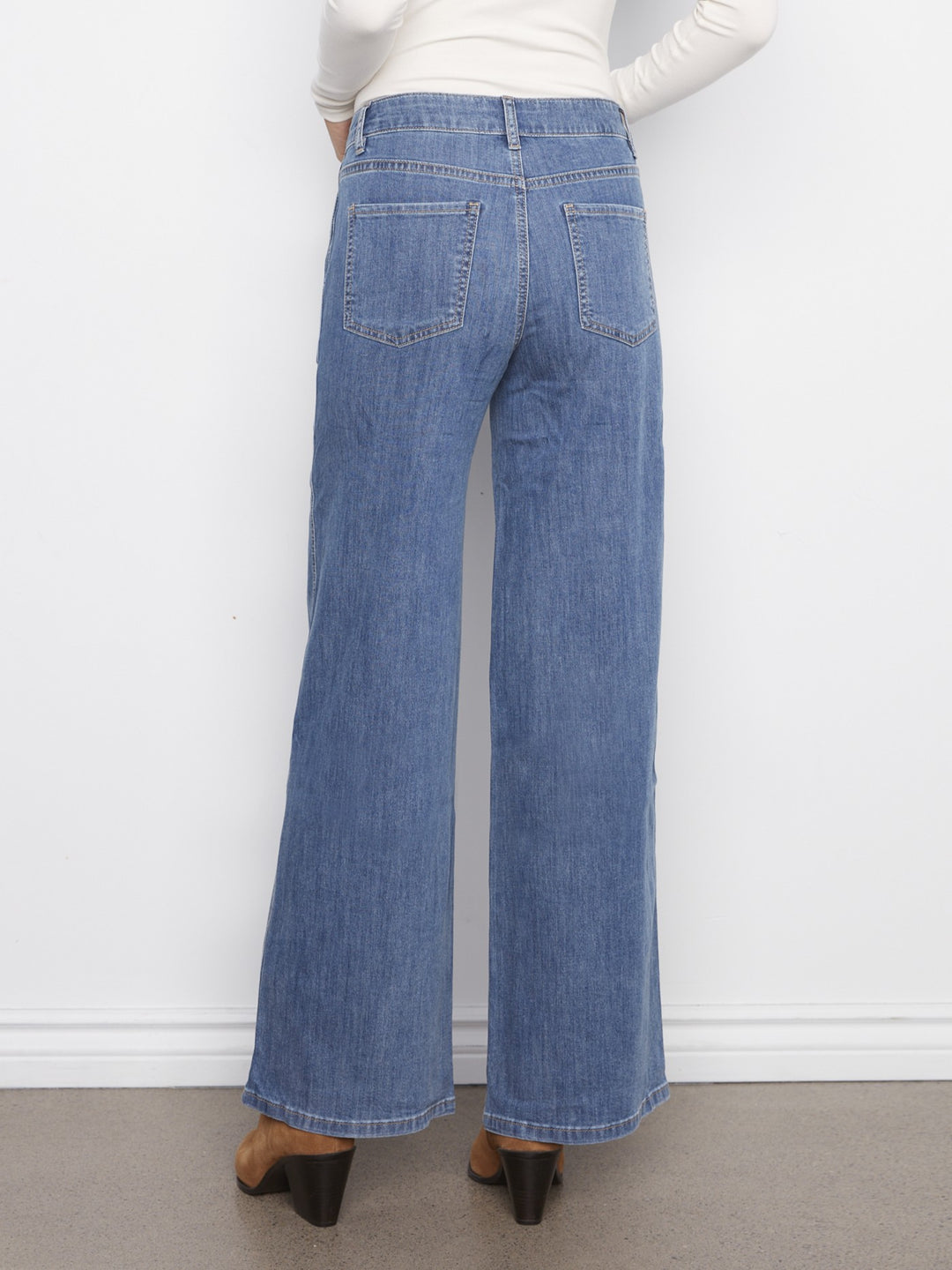 Classic Blue Slash Pocket Wide Leg Jean