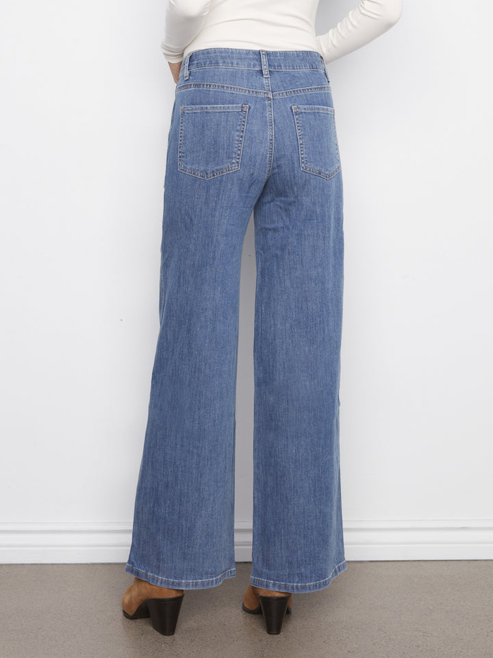 Classic Blue Slash Pocket Wide Leg Jean
