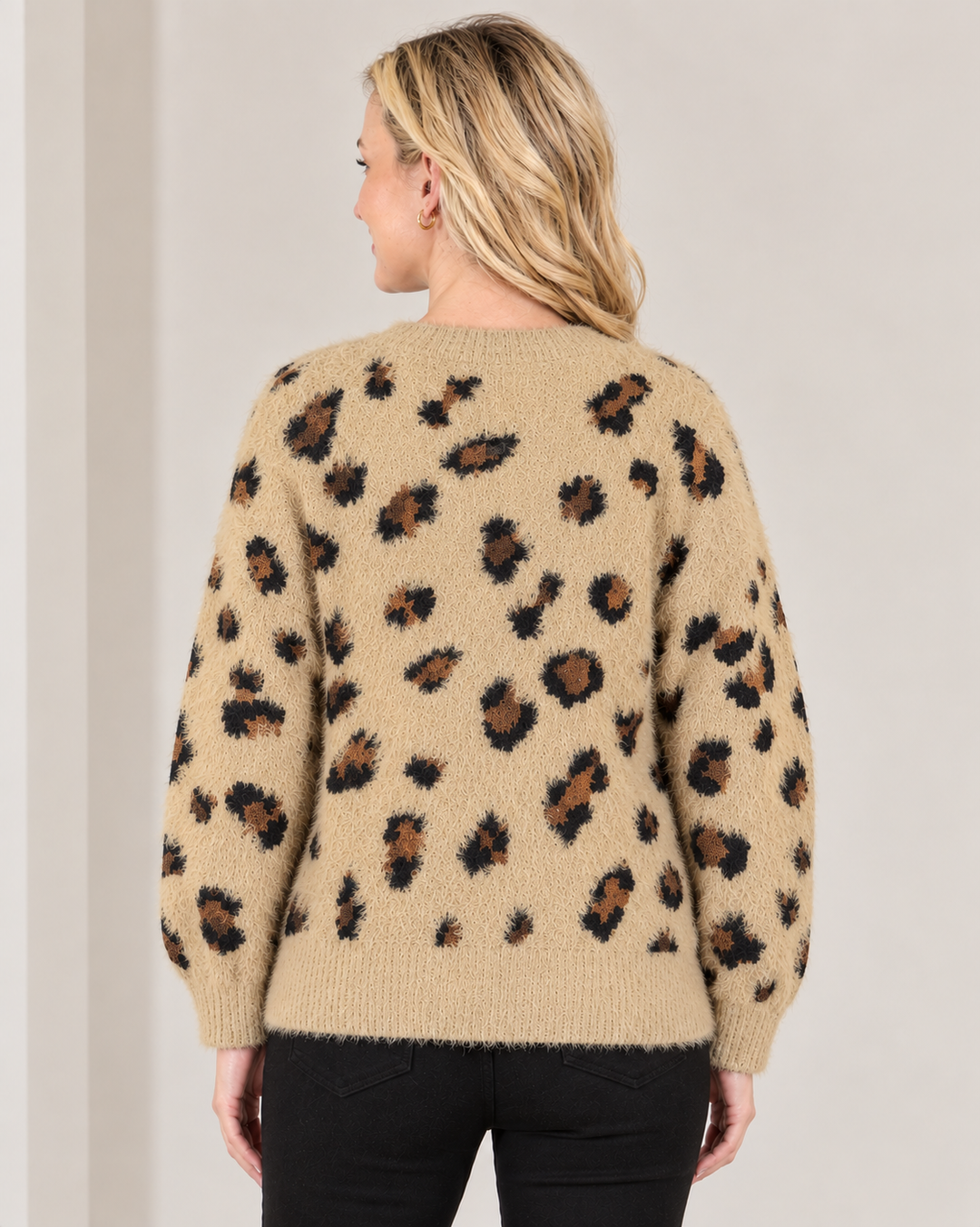 Classy Leopard Sweater with Pearls