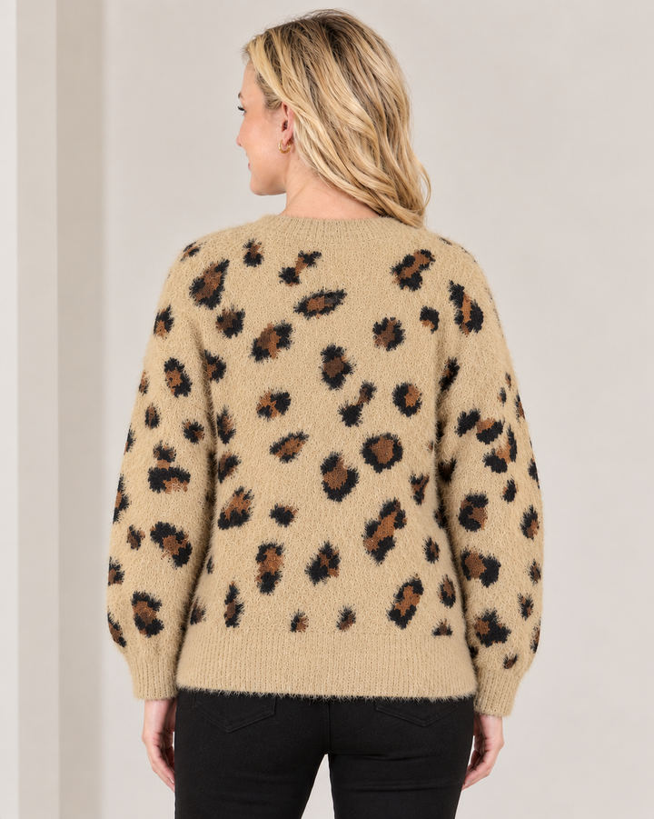 Classy Leopard Sweater with Pearls