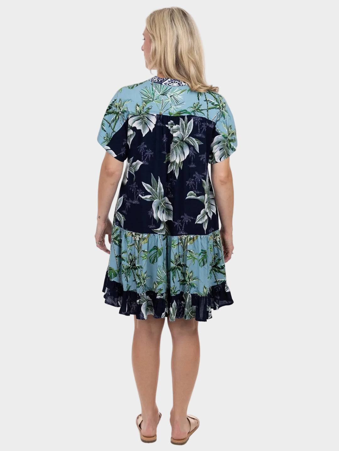 Coastal Mix Print Tiered Dress