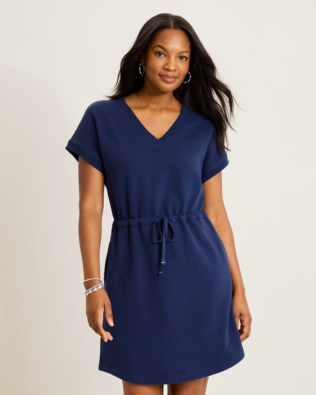 Coastline Navy Tie Waist Dress