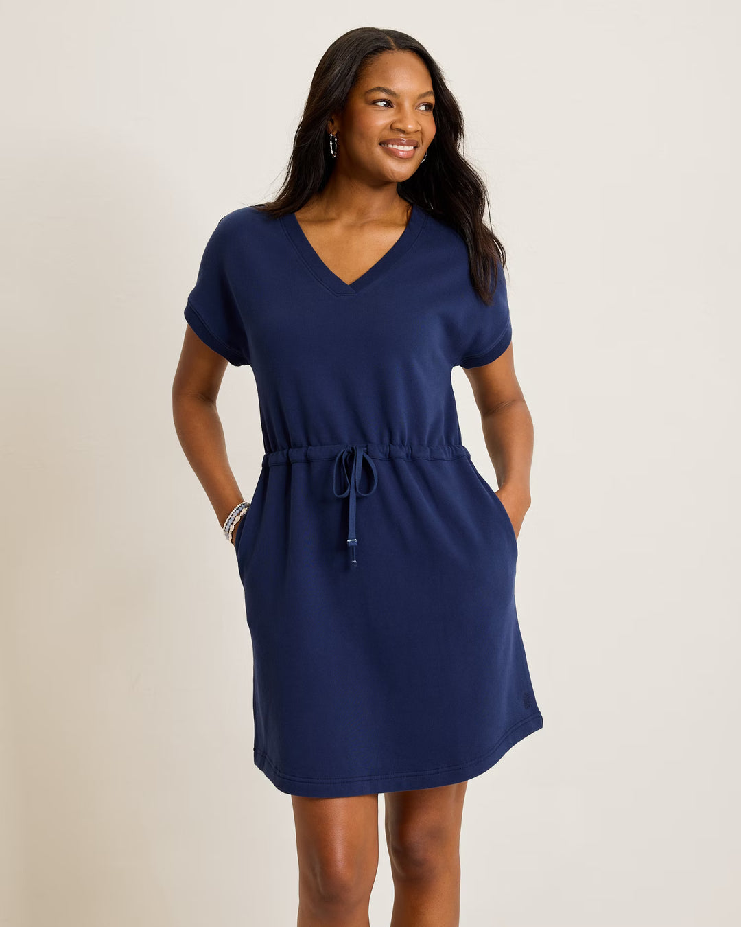 Coastline Navy Tie Waist Dress