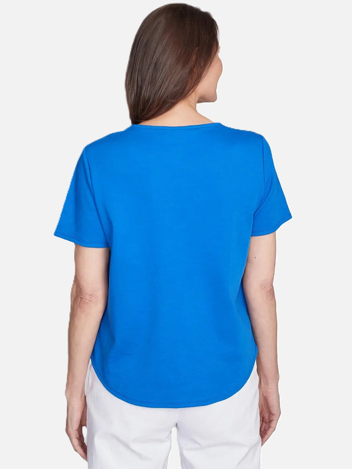 Cobalt Floral Embroidered Top