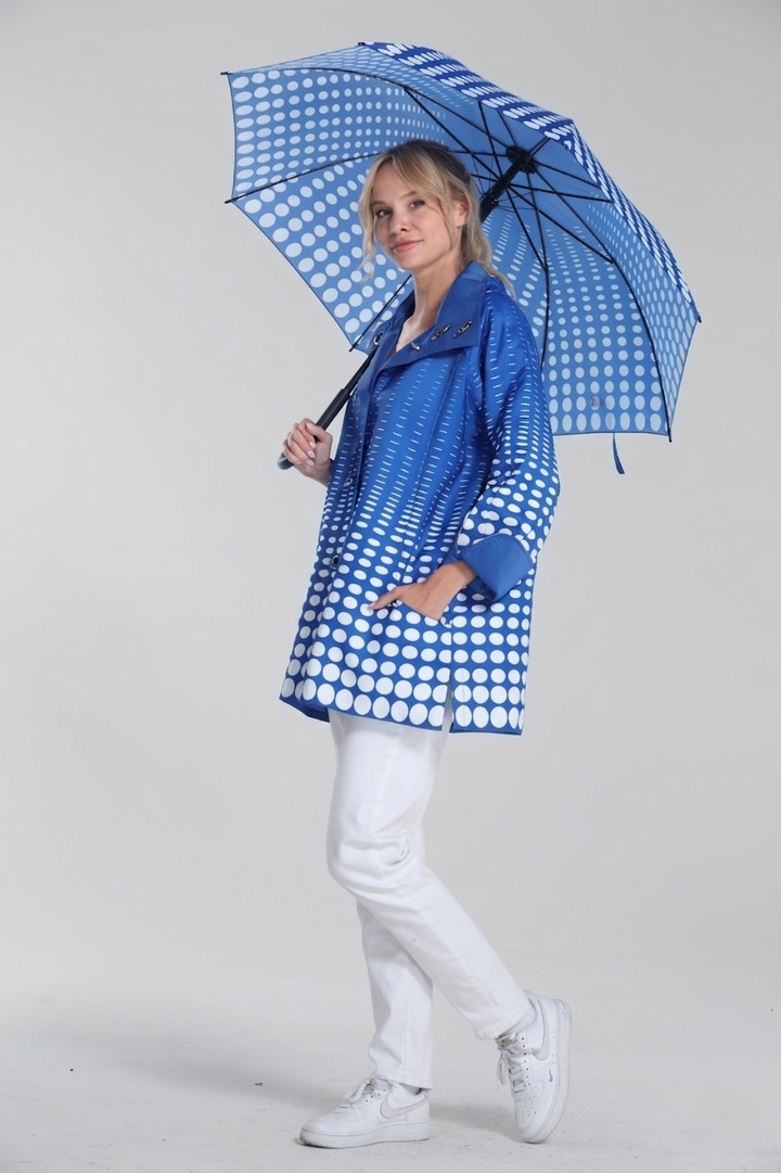 Cobalt Ombre Dot Reversible Raincoat