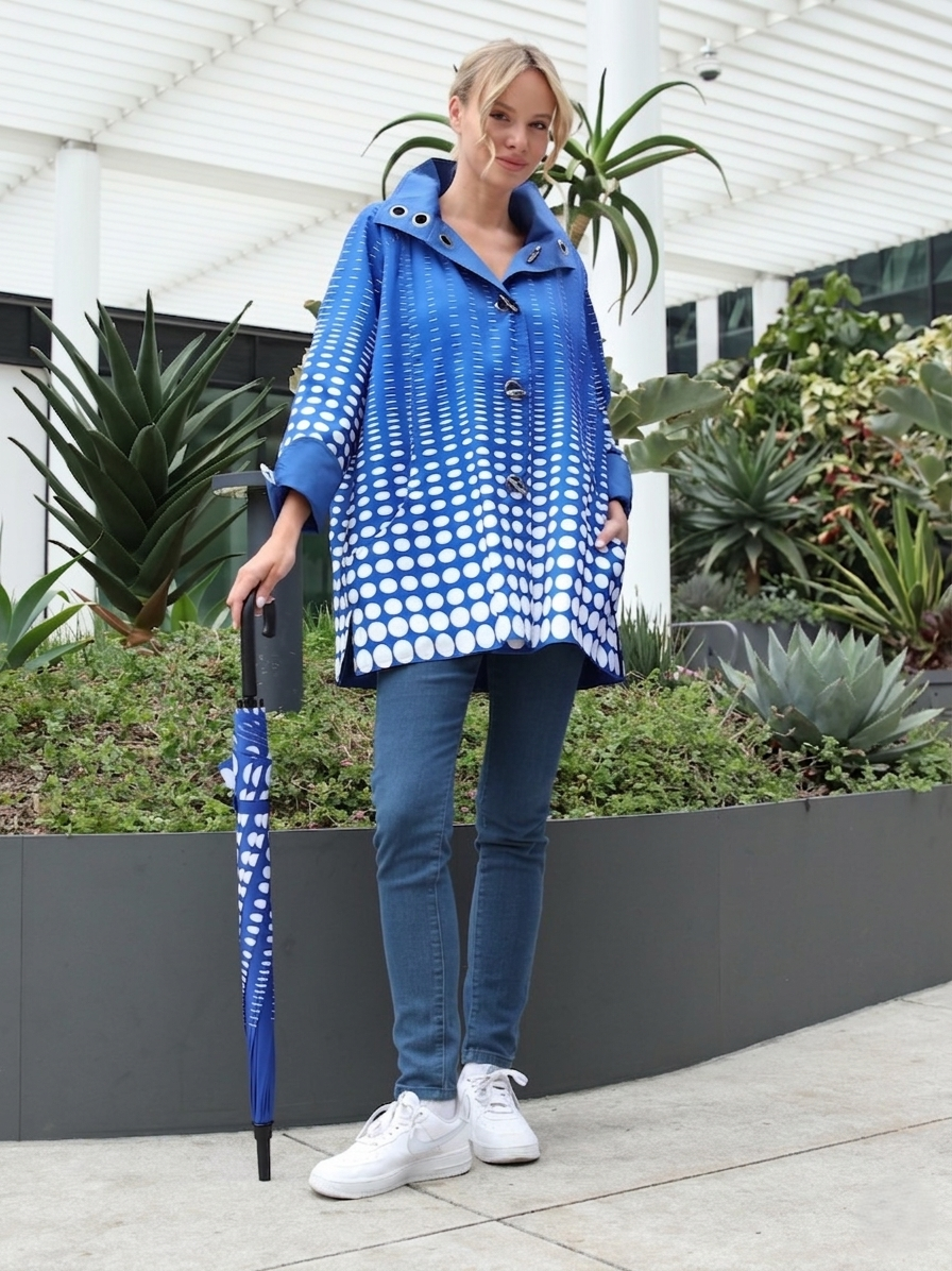 Cobalt Ombre Dot Reversible Raincoat