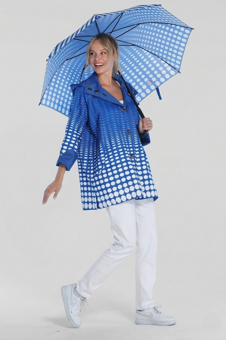 Cobalt Ombre Dot Reversible Raincoat