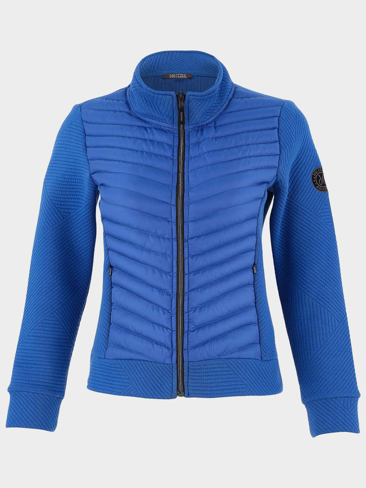 Cobalt Zip Up Mixed Lines Jacquard Jacket