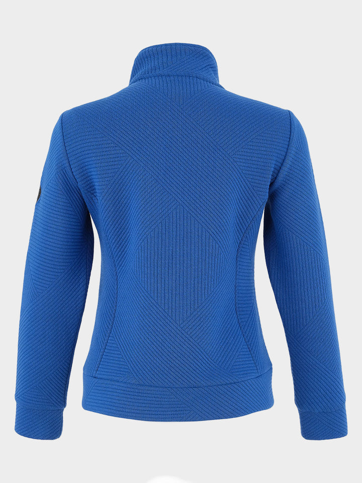 Cobalt Zip Up Mixed Lines Jacquard Jacket