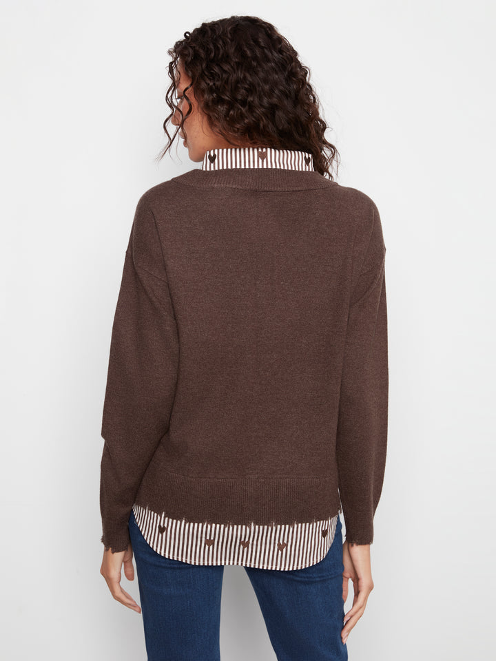 Coffee Fooler Sweater With Shirt Collar