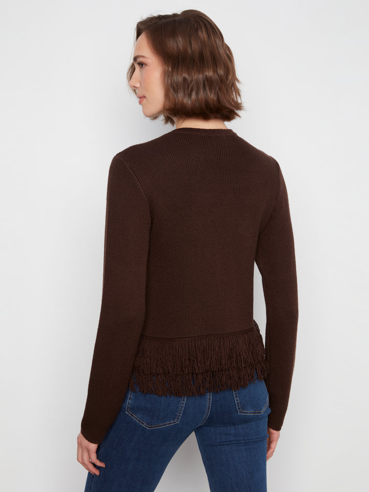 Coffee Fringe Hem Sweater