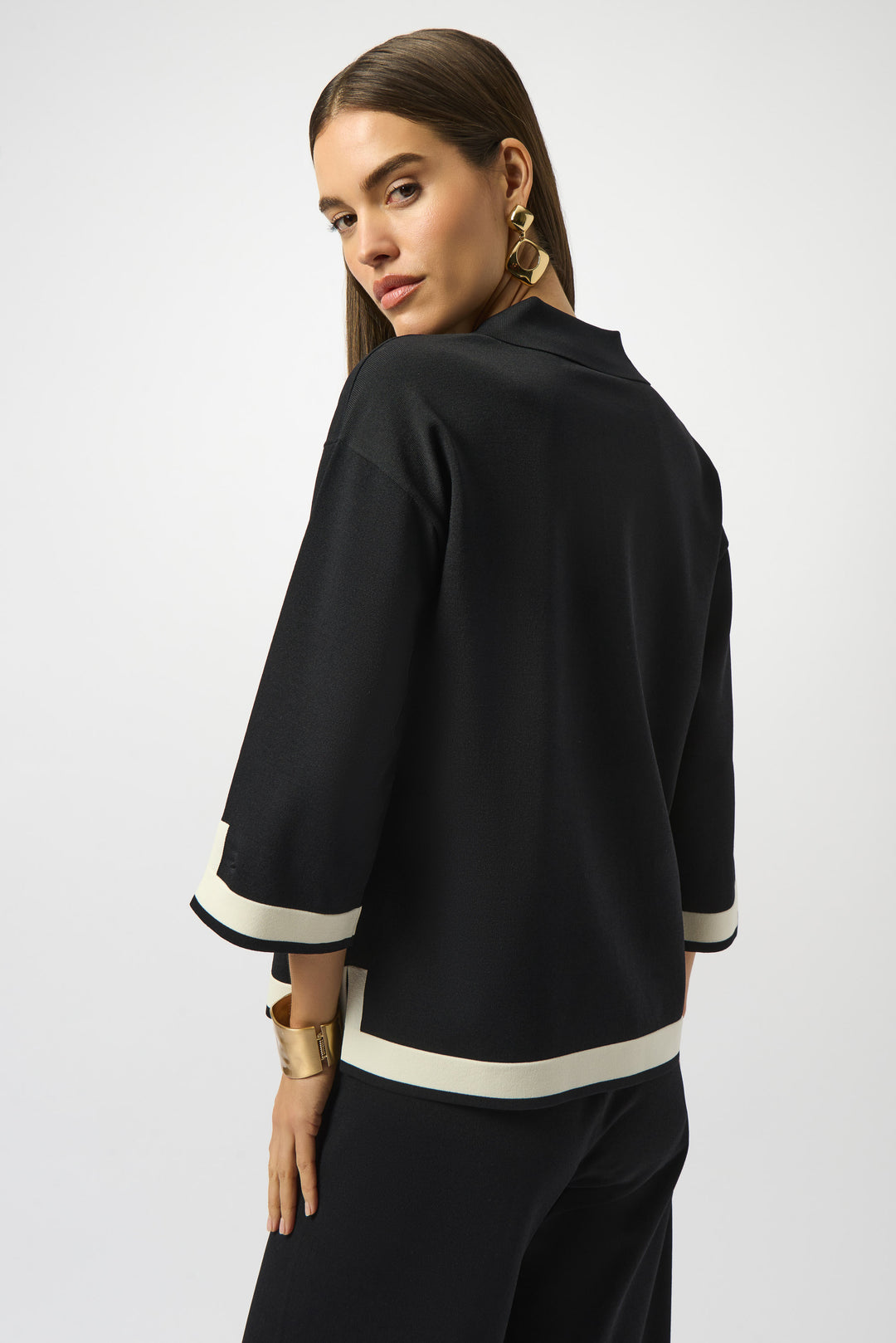 Colour Block Polo Shirt Collar Sweater