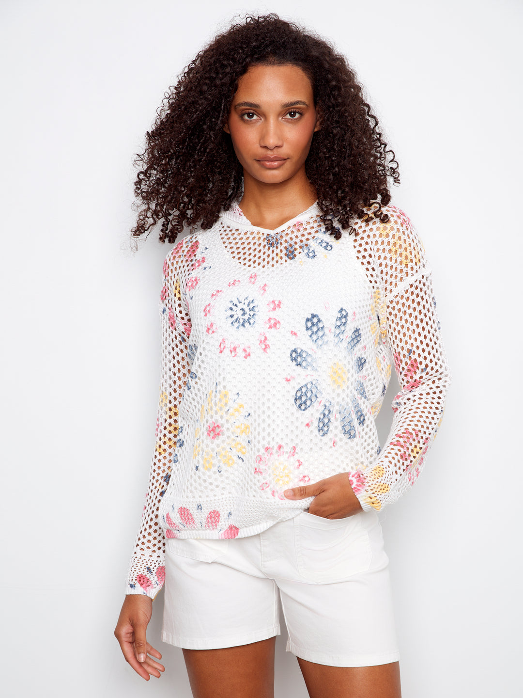Colourful Daisy Crochet Hooded Sweater
