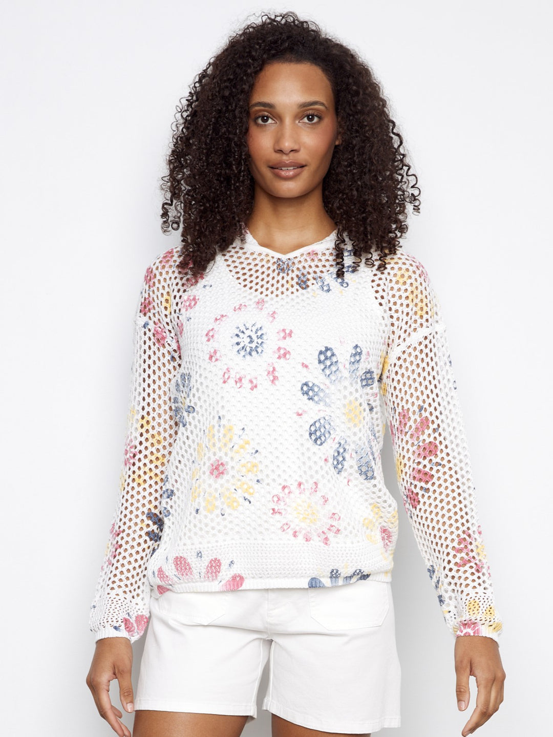 Colourful Daisy Crochet Hooded Sweater