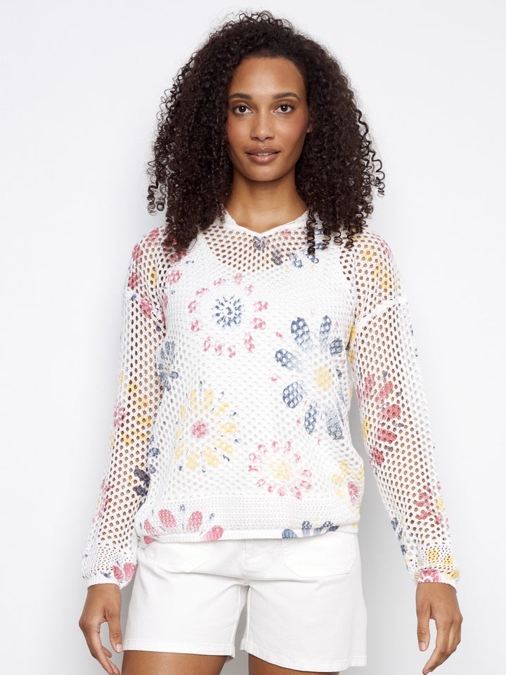 Colourful Daisy Crochet Hooded Sweater