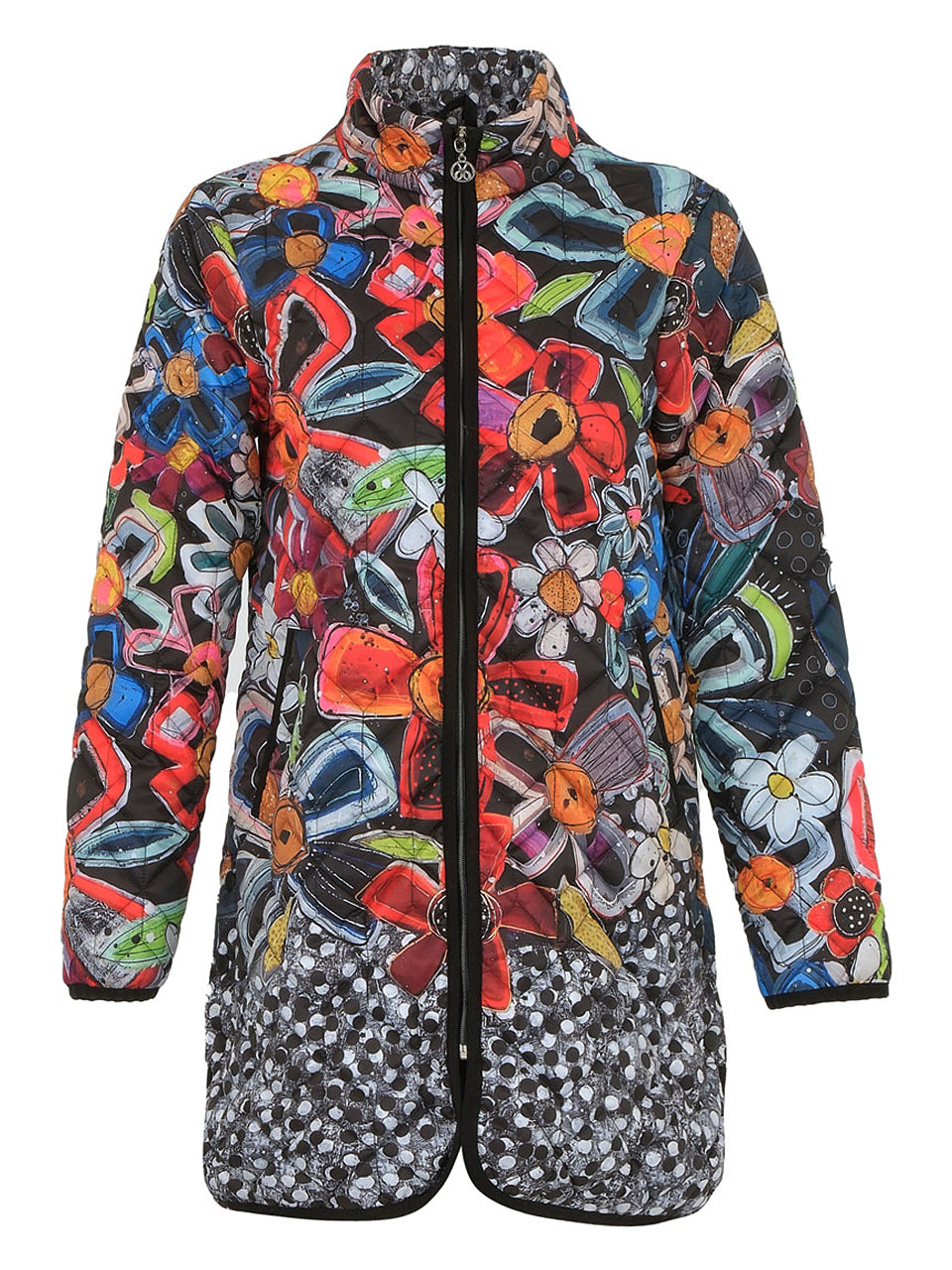 Colourful Daisy Print Quilted Coat