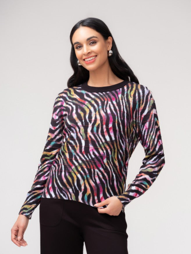 Colourful Zebra Jacquard Sweater