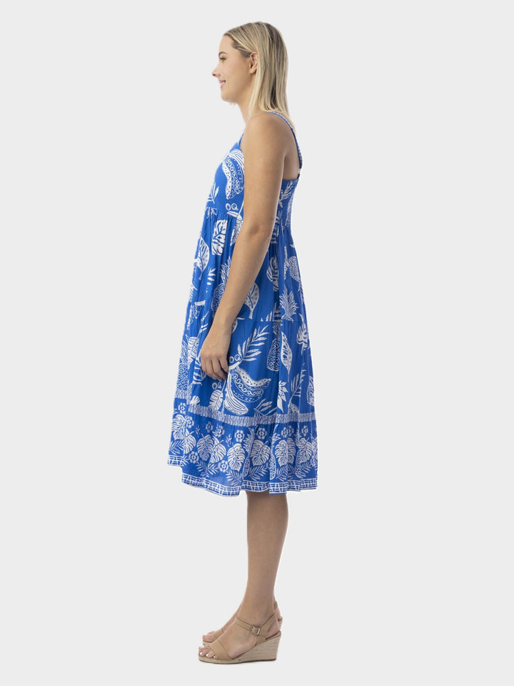 Comodoro Blue Strappy Midi Dress