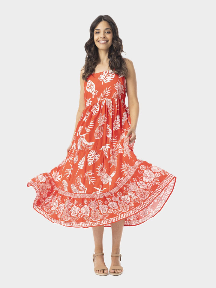 Comodoro Red Strappy Midi Dress