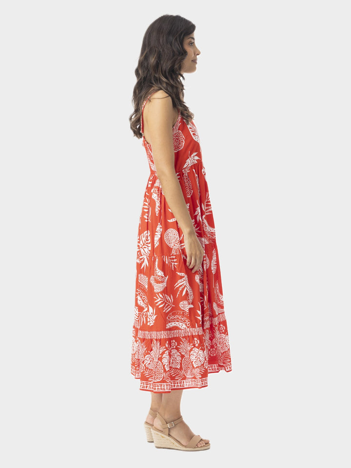 Comodoro Red Strappy Midi Dress