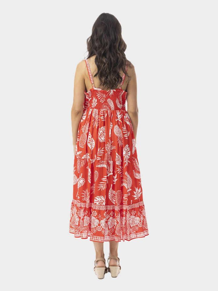 Comodoro Red Strappy Midi Dress