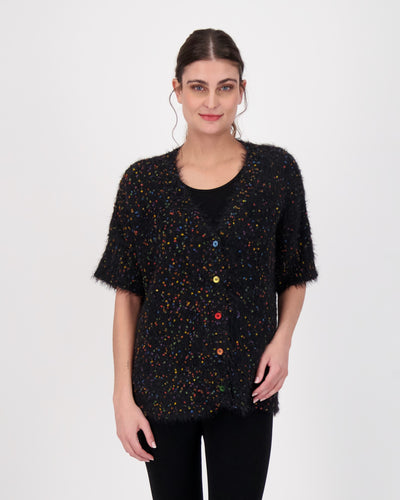 Confetti Eyelash Knit Button Up Cardigan