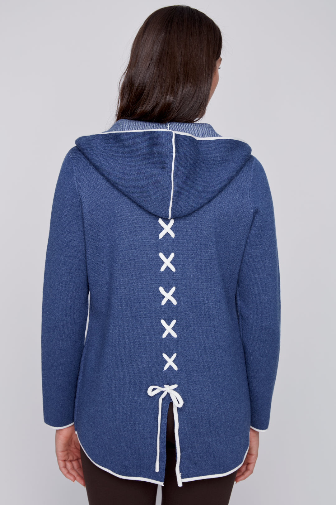 Contrast Trim Hooded Cardigan