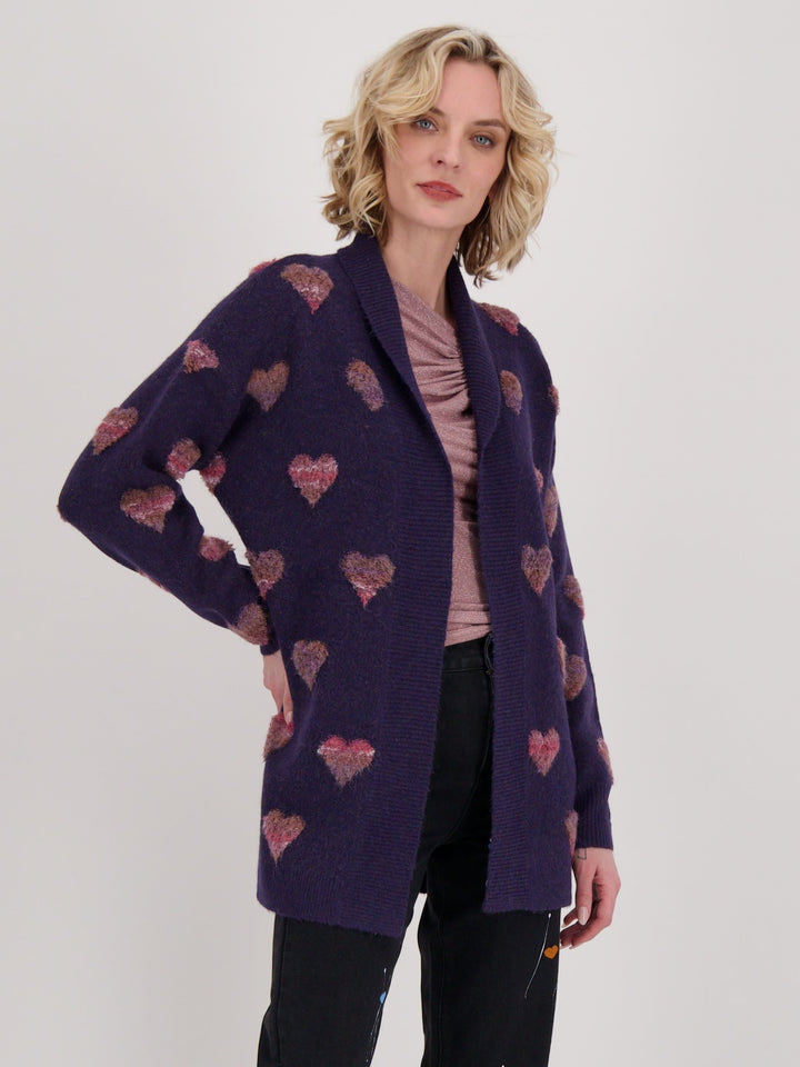 Cozy Hearts Open Front Cardigan