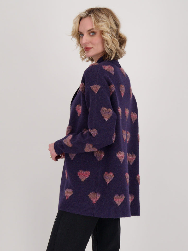 Cozy Hearts Open Front Cardigan