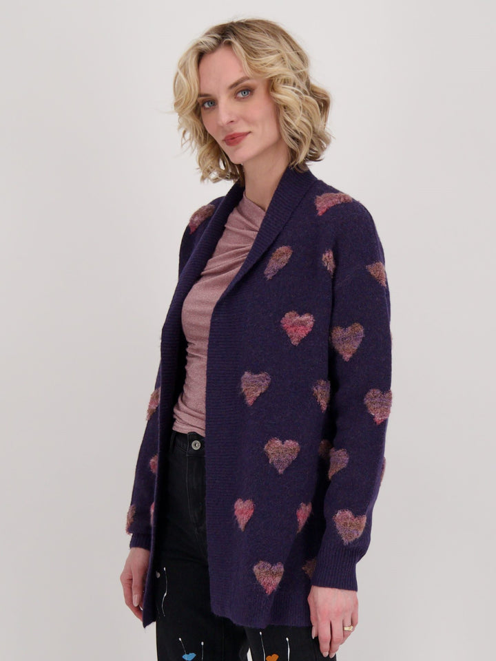 Cozy Hearts Open Front Cardigan