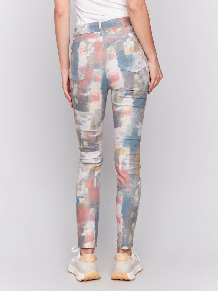 Cranberry Abstract Print Twill Pant