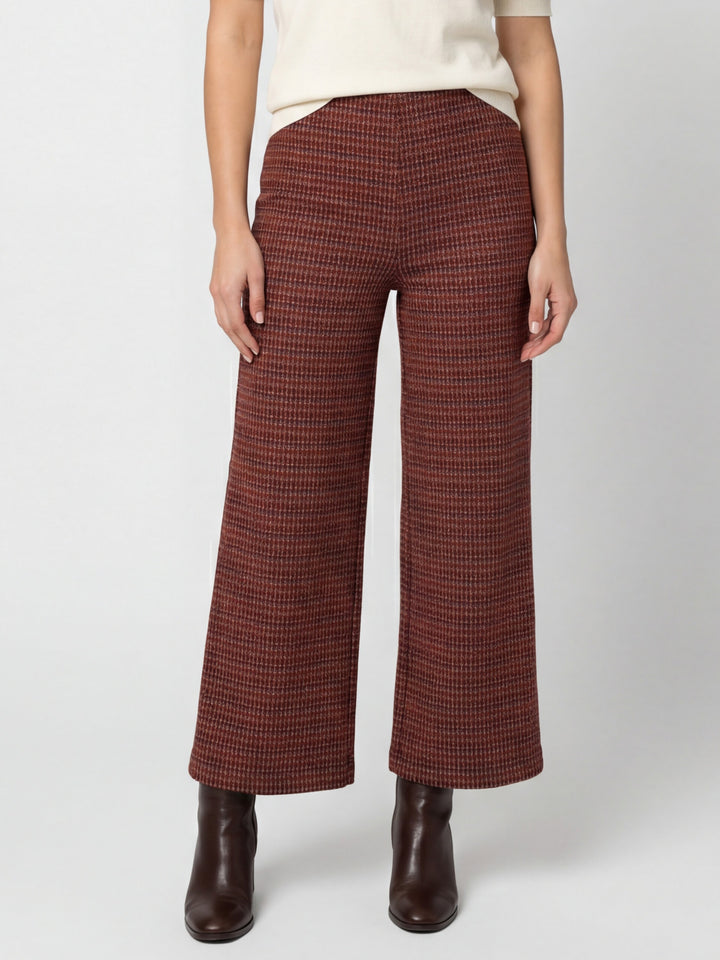Cranberry Check Wide Leg Crop Pant